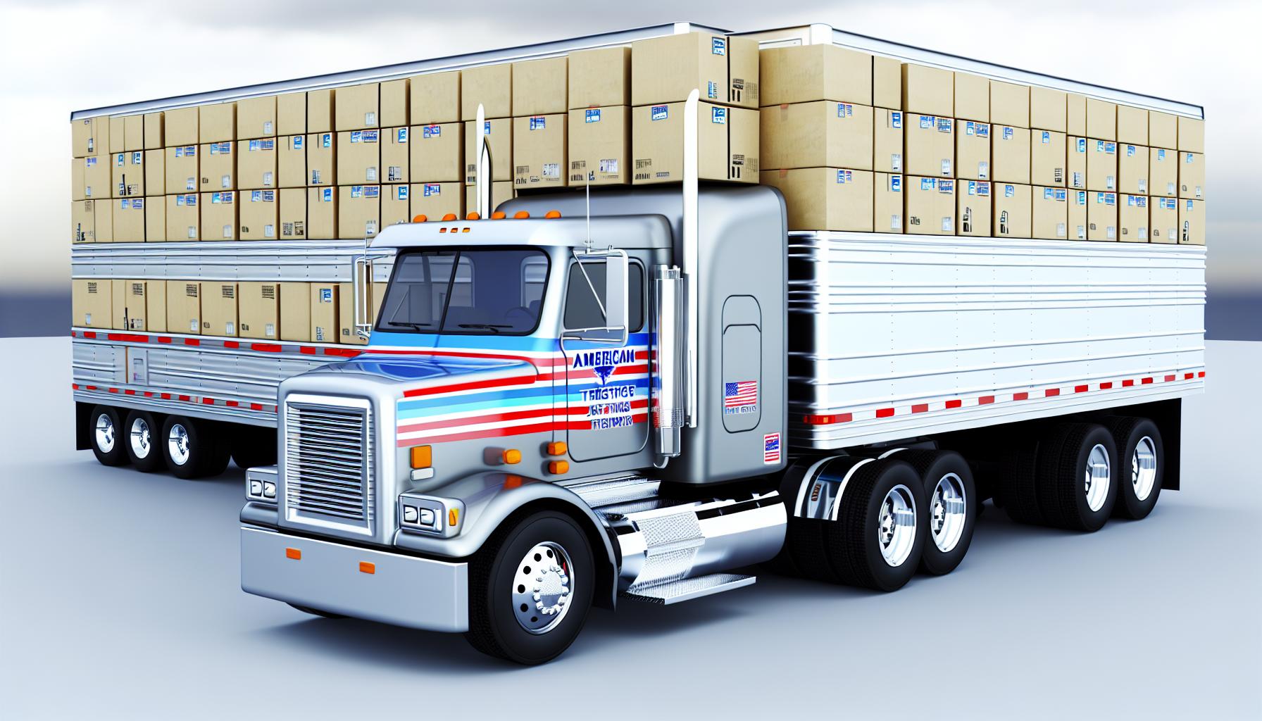 An image of a fully loaded American freight truck for shipping goods
