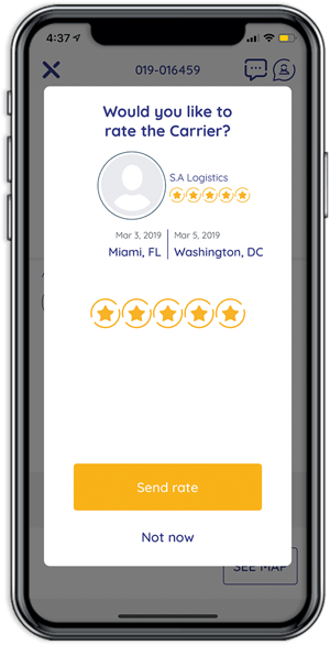 Cargobot Shipper App - Carrier rating